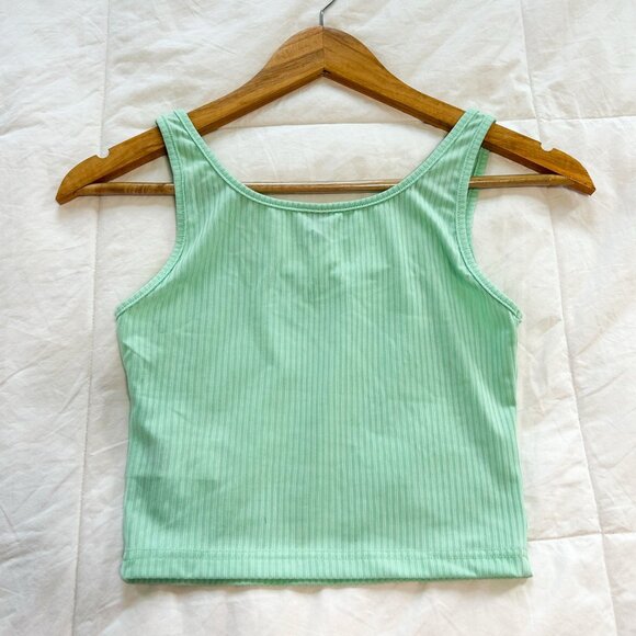 NWOT Shein Mint Green Ribbed Scoop Neck Cropped Tank Top Women’s Size Small - Picture 6 of 6
